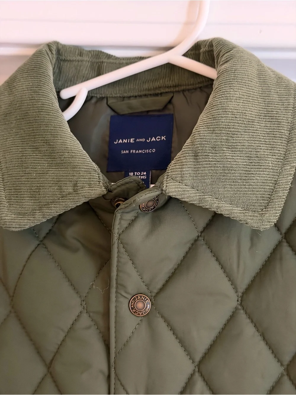 NWT Janie and Jack Quilted Olive Green Puffer Jacket